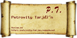 Petrovity Tarján névjegykártya